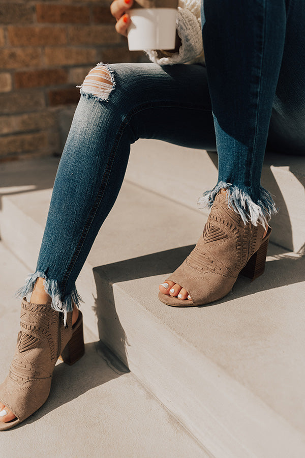 The Jude Peep Toe Bootie In Taupe 