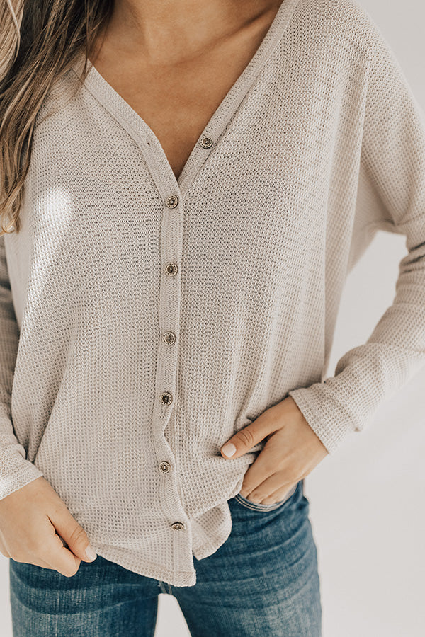 Visiting Vail Waffle Knit Shift Top in Birch • Impressions Online Boutique