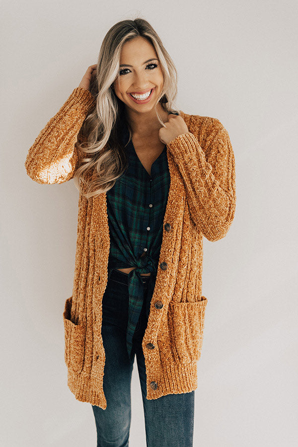 Talk Cozy To Me Chenille Cardigan in Pumpkin • Impressions Online Boutique