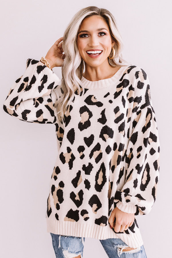 Spotted In Manhattan Leopard Sweater in Cream • Impressions Online Boutique
