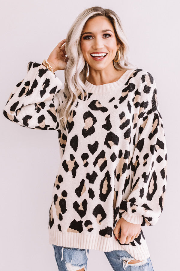 Good For You Cream Leopard Print Sweater