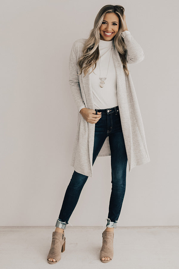 She's Fashionably Late Cardigan In Stone • Impressions Online Boutique