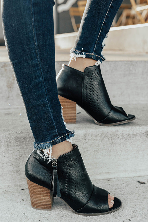 The Baylor Faux Leather Peep Toe Bootie In Black • Impressions Online ...