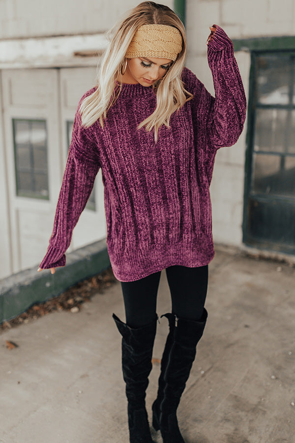 Cozy On My Mind Chenille Tunic Sweater in Purple • Impressions Online  Boutique