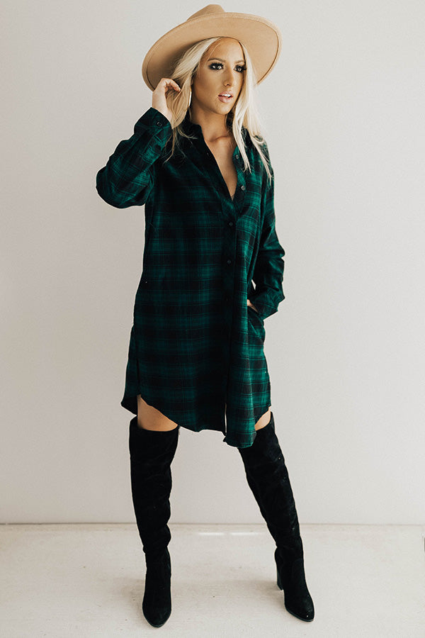 green flannel dress