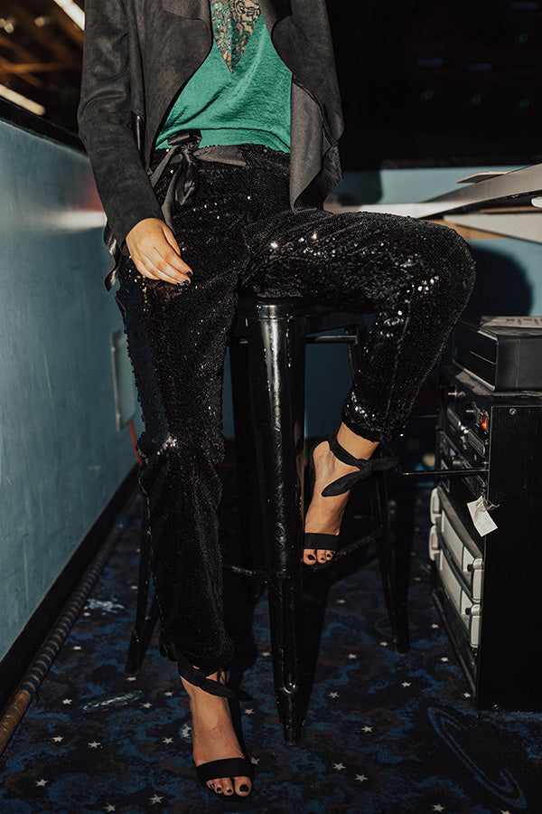 Make It Pop High Waist Sequin Pants in Black • Impressions Online Boutique