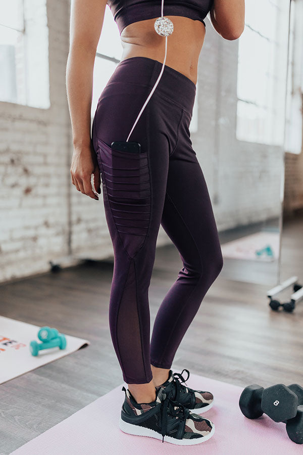 Yoga moto leggings, Size Medium. Side pockets for phone.