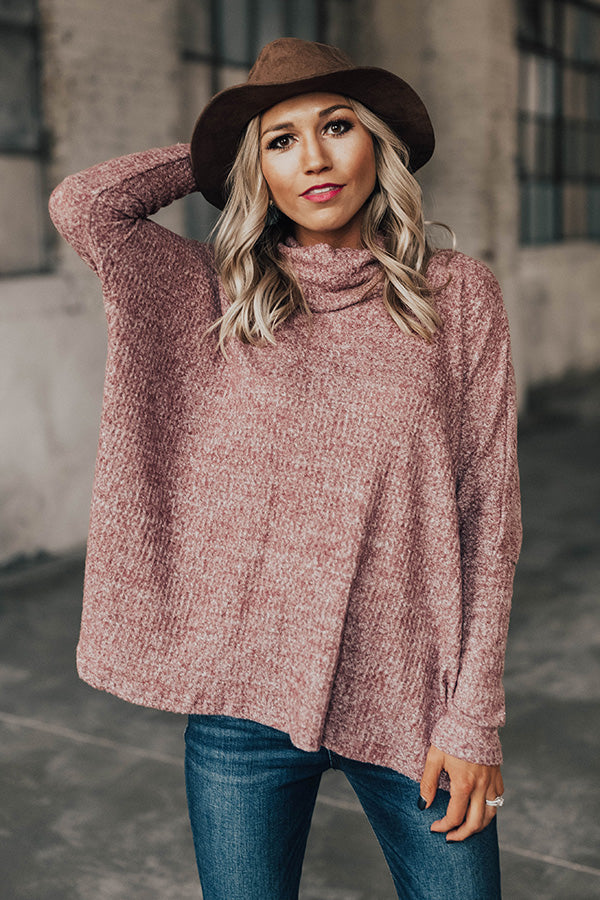 First Class Cuddles Waffle Knit Shift Sweater in Vineyard Grape ...