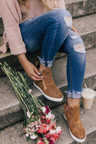 The Asher Perforated Bootie In Camel 