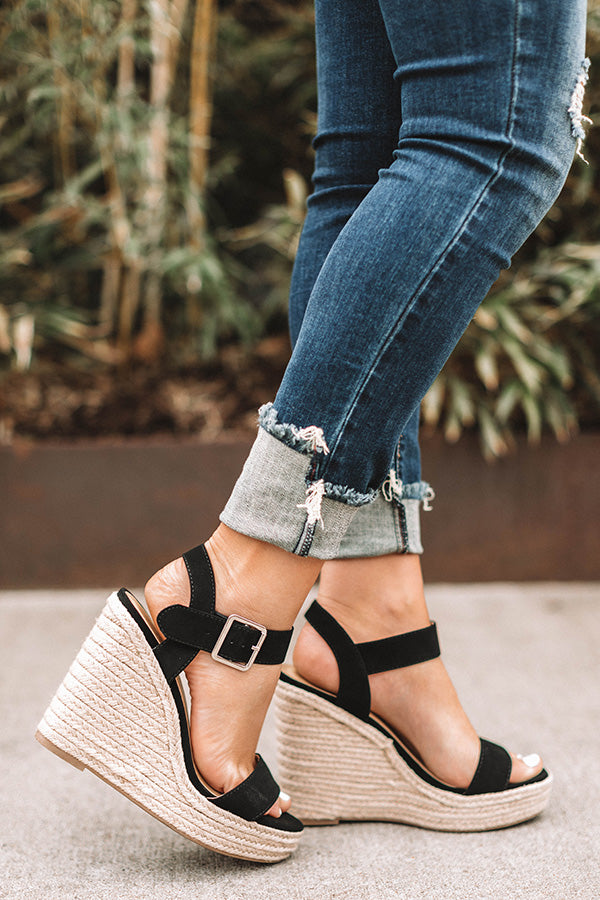 wedges with black dress