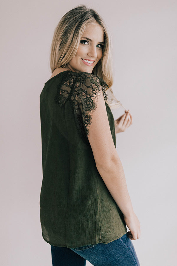 Daytime Romance Lace Top In Army Green • Impressions Online Boutique