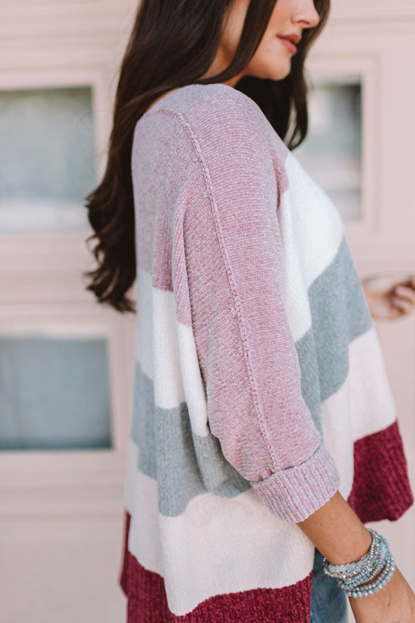 North Shore Chenille Color Block Sweater In Blush • Impressions Online  Boutique