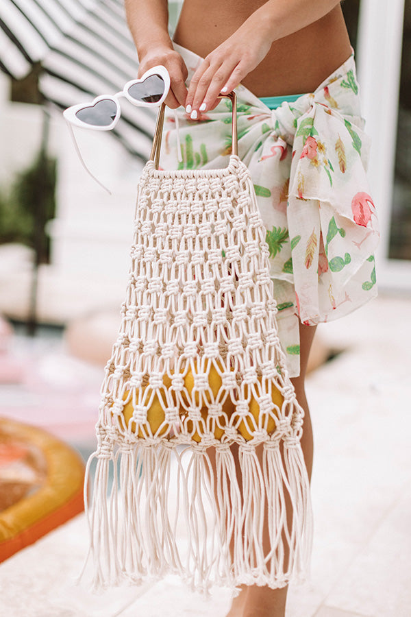 Sand And Shore Netted Bucket Bag In Ivory