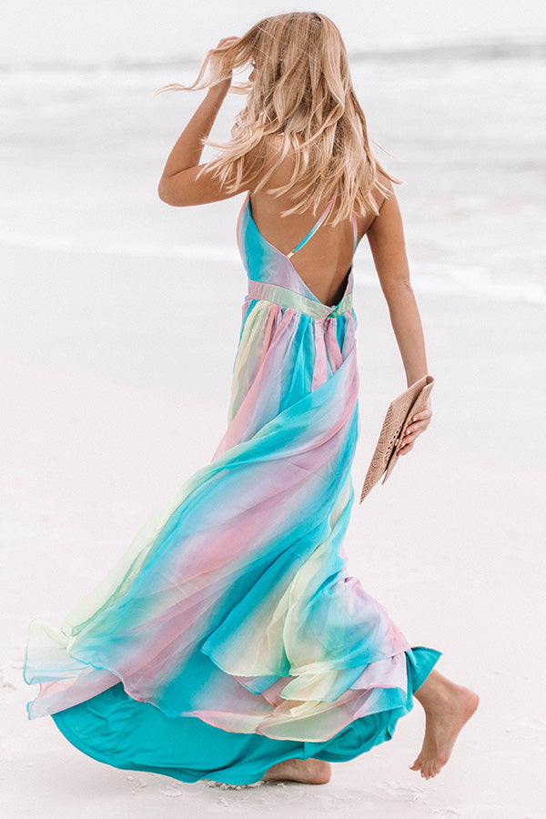Seaside Serenity Rainbow Maxi Dress • Impressions Online Boutique