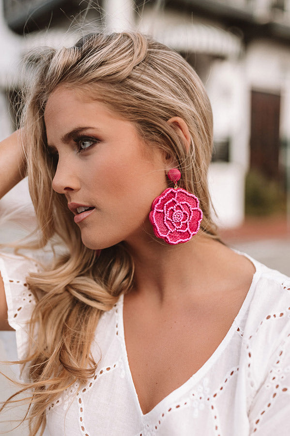 Island Escape Earrings In Hot Pink