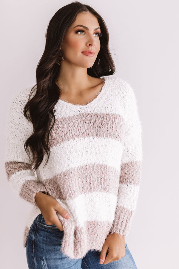 Shore Style Stripe Knit Sweater In Dusty Purple • Impressions Online  Boutique