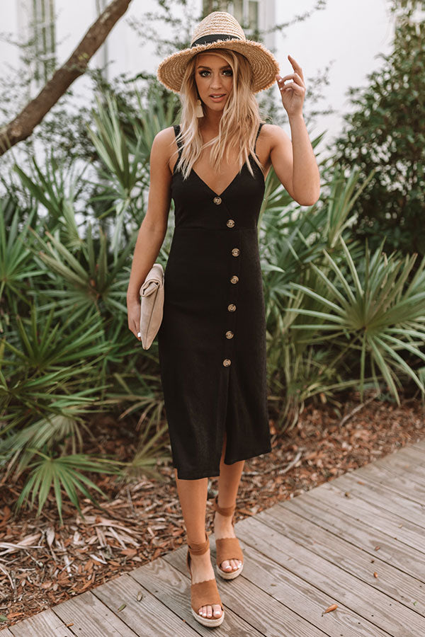 Long Beach Bombshell Midi Dress in Black • Impressions Online Boutique