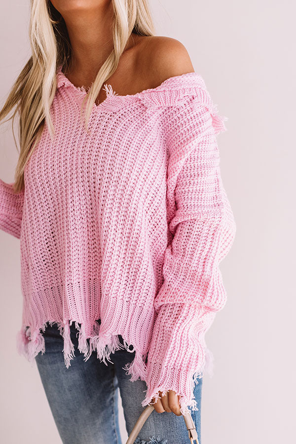 Always Fashionably Late Knitted Hoodie In Pink • Impressions Online ...