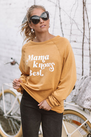 mama knows best yellow sweatshirt