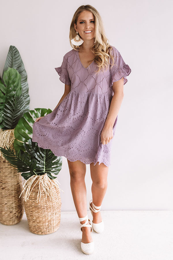 Prosecco On The Pier Eyelet Dress In Lavender • Impressions Online Boutique