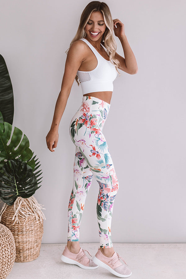Floral Paradise High Waist Legging In Ivory • Impressions Online Boutique