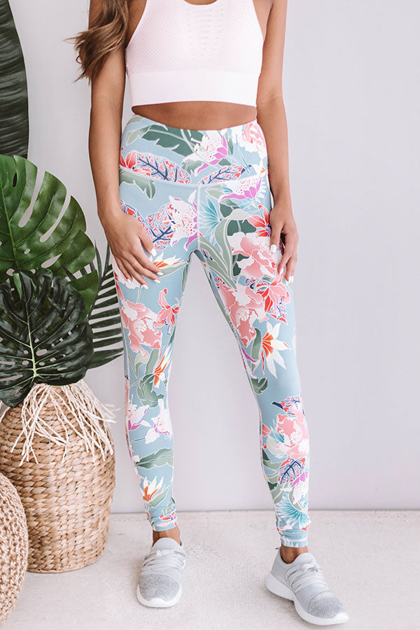 High Waist Alta Legging Blue Floral Paradise Print