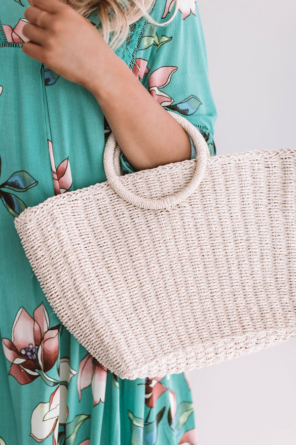Tropical State Of Mind Woven Tote In Cream