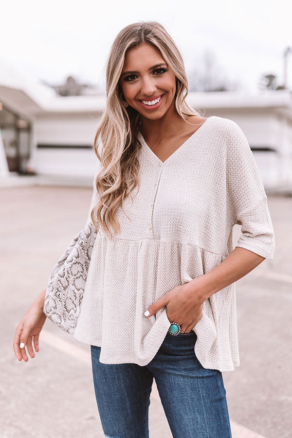 Something Special Waffle Knit Top In Warm Taupe • Impressions Online ...