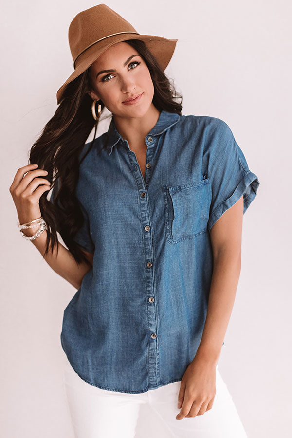 The Social Scene Chambray Top • Impressions Online Boutique