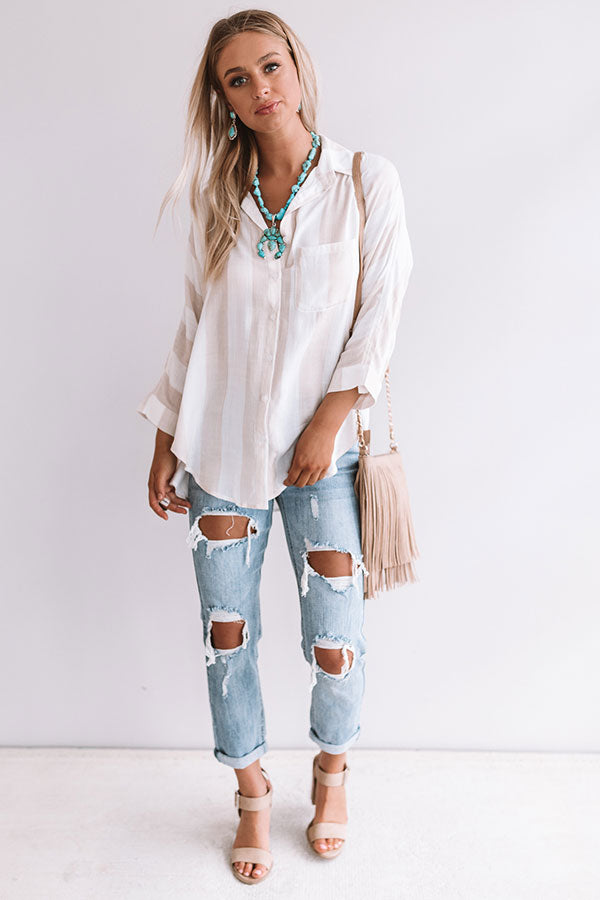 Boardwalk Kisses Shift Top In Iced Latte • Impressions Online Boutique