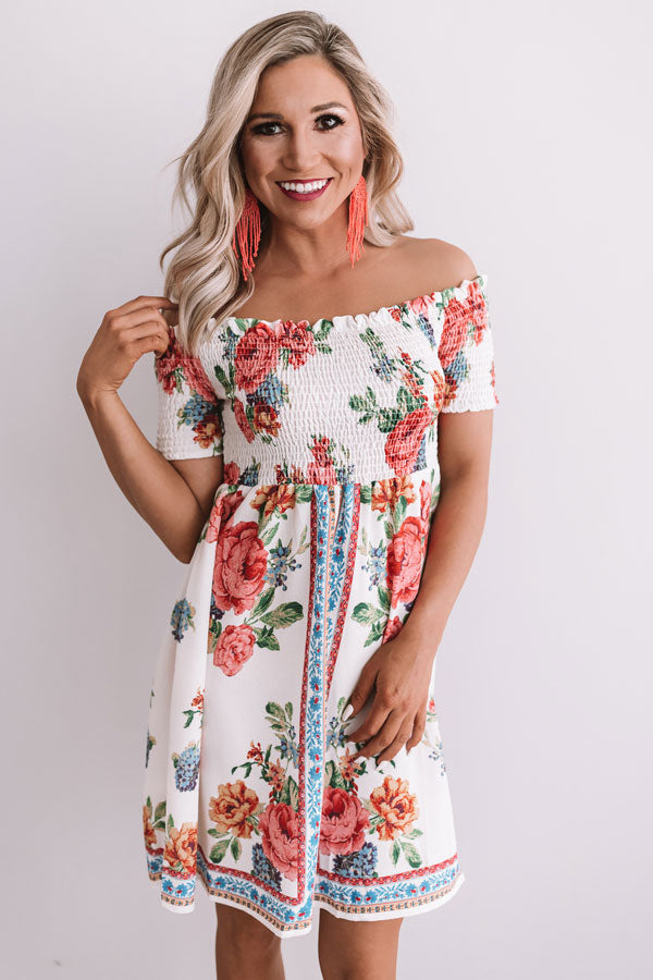 Talk Floral To Me Smocked Off Shoulder Dress • Impressions Online Boutique
