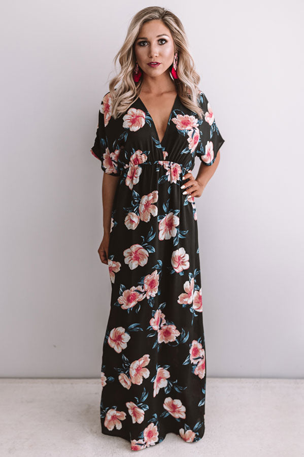 Waves In Maui Floral Maxi In Black • Impressions Online Boutique