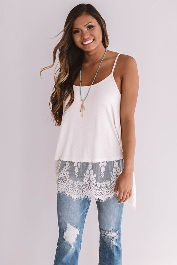 Warmer Days Lace Trim Tank In Cream • Impressions Online Boutique