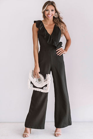 RUFFLED JUMPSUIT - Black