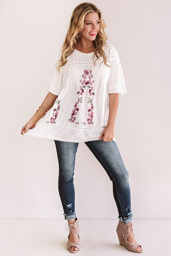Fun In Floral Embroidered Top in White • Impressions Online Boutique