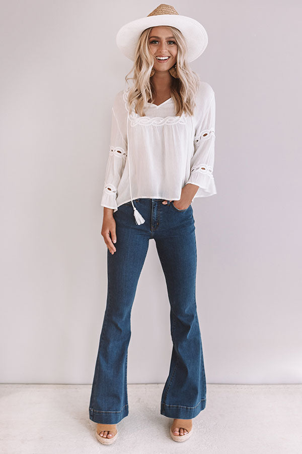 The Rosette High Waist Flares in Medium Wash • Impressions Online Boutique