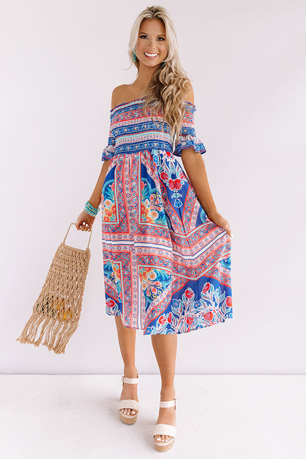 Venice Vacay Smocked Midi in Royal Blue • Impressions Online Boutique