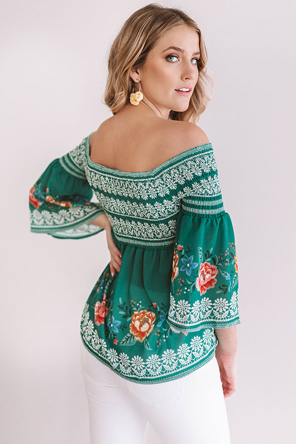 Two For The Show Smocked Top in Green • Impressions Online Boutique