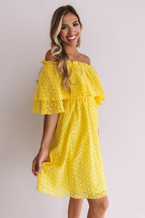 yellow eyelet dress