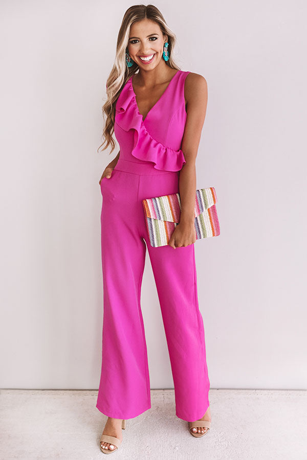 Better On The Red Carpet Ruffle Jumpsuit In Fuchsia • Impressions ...