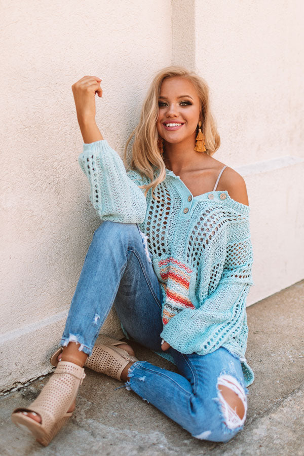 Endless Summer Nights Knit Sweater in Aqua • Impressions Online