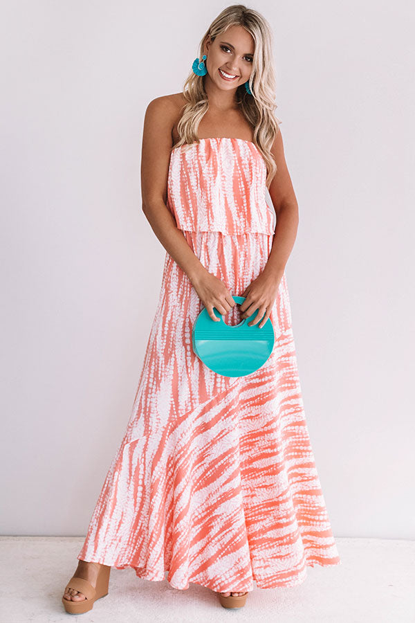 Cocktails And Coconuts Tie Dye Maxi In Coral