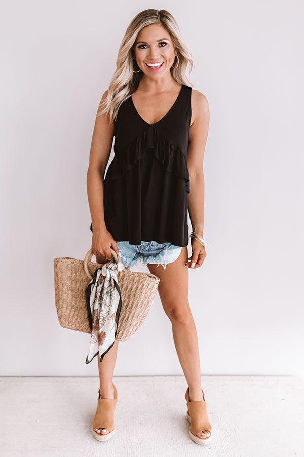 Tampa Bay Bliss Babydoll Tank in Black • Impressions Online Boutique
