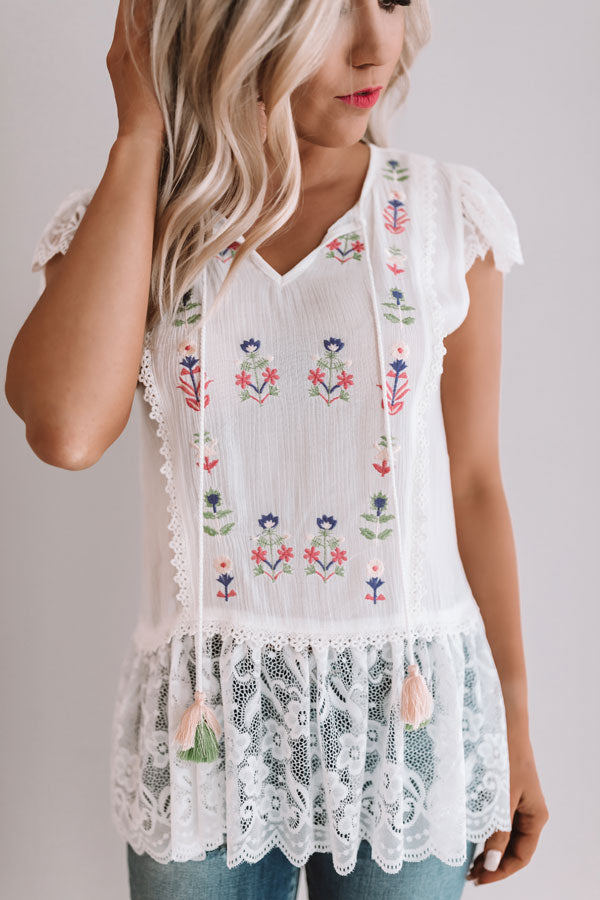 Summer Destination Embroidered Top • Impressions Online Boutique