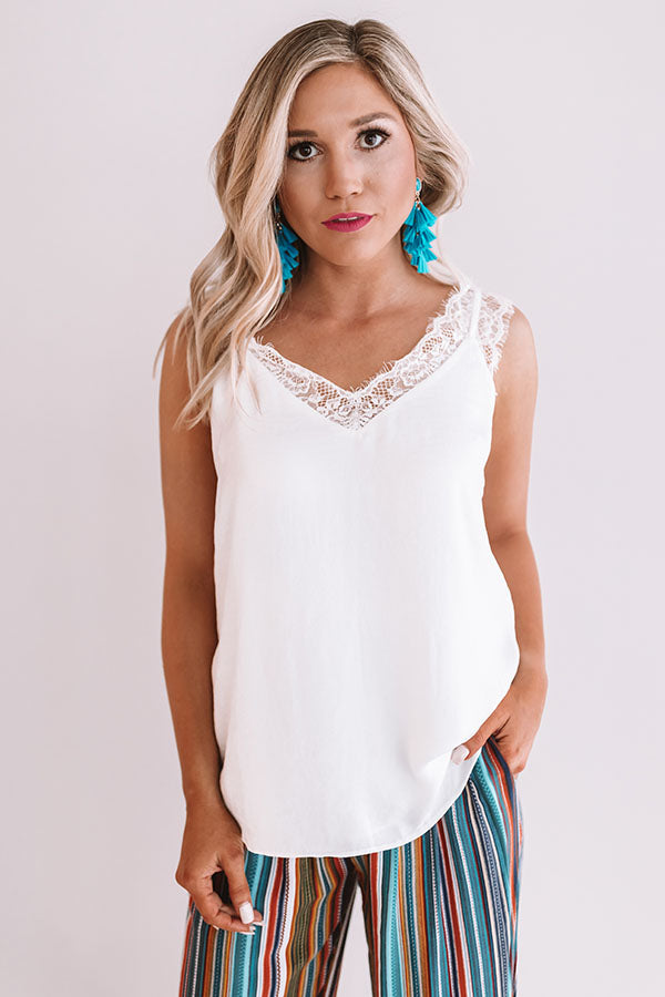 Love Like This Lace Trim Tank in White • Impressions Online Boutique