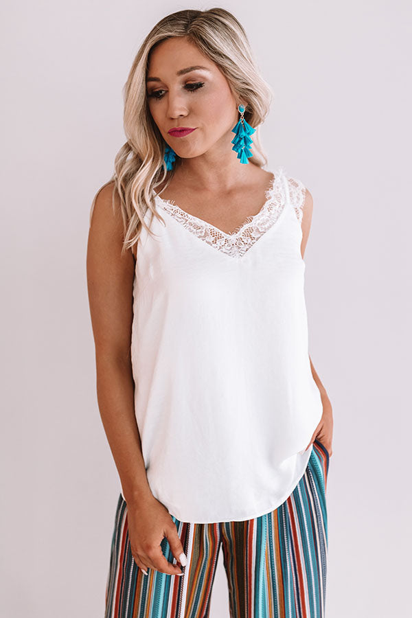 Love Like This Lace Trim Tank in White • Impressions Online Boutique