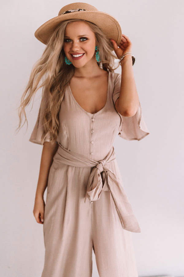 Italian Travels Jumpsuit In Taupe • Impressions Online Boutique