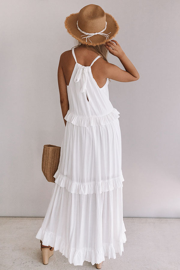 On Holiday Ruffle Maxi in White • Impressions Online Boutique