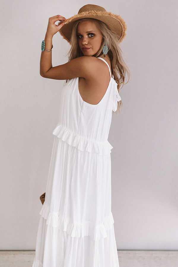 On Holiday Ruffle Maxi in White • Impressions Online Boutique
