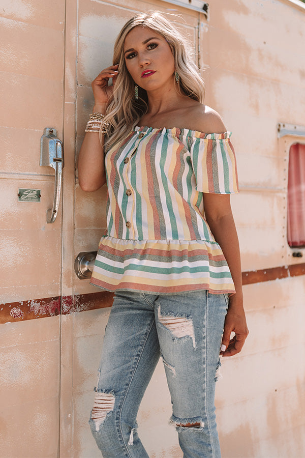 Tanlines in Tahiti Stripe Top in Emerald • Impressions Online Boutique